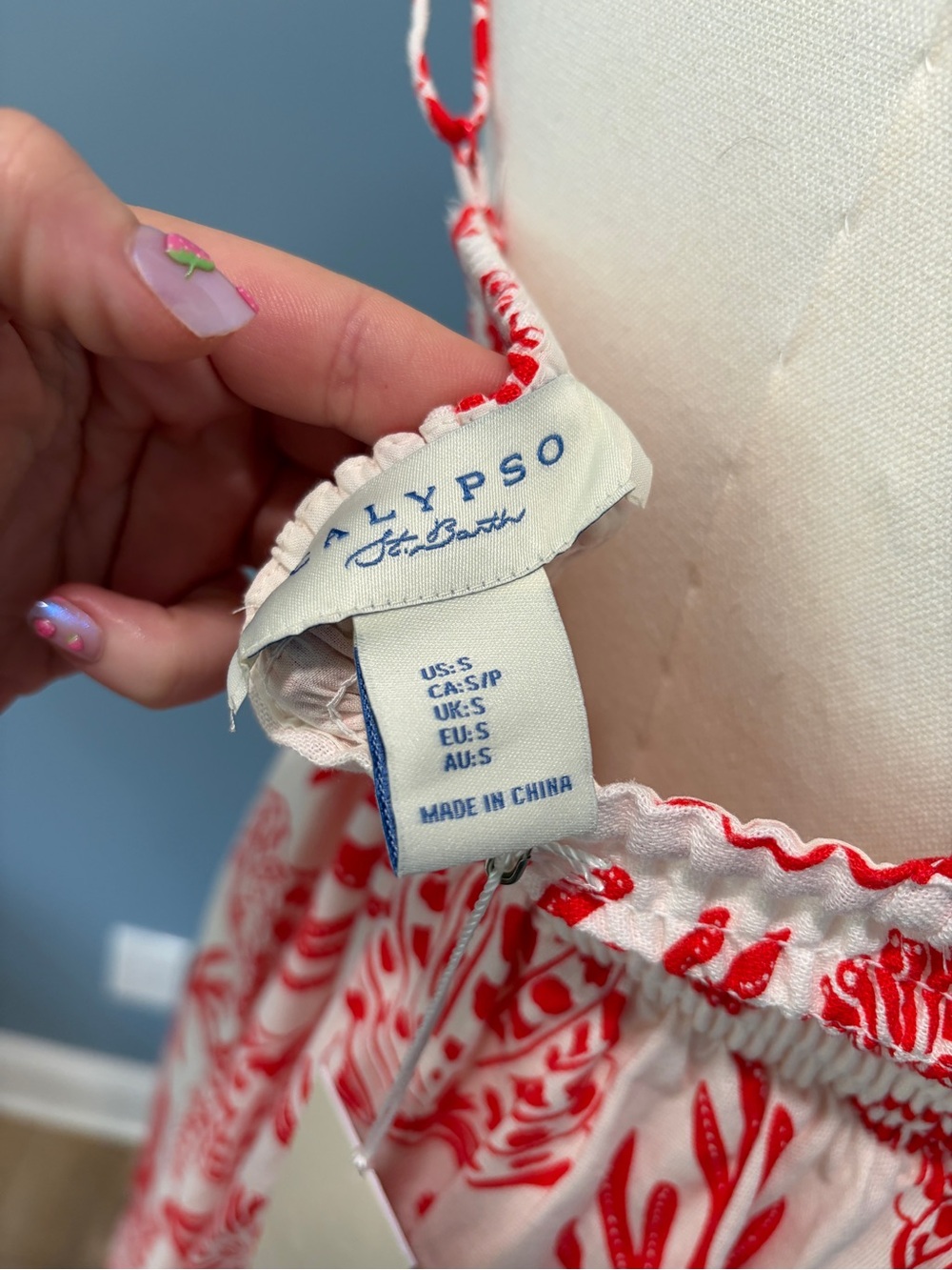 Calypso St. Barth Red White Seashell Linen Blend Maxi Dress Small Coastal NWT - Picture 10 of 11